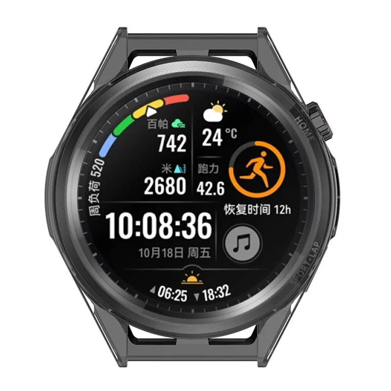 For Huawei Watch GT Runner Transparent TPU Smart Watch Half Cover Protective Case - Transparent