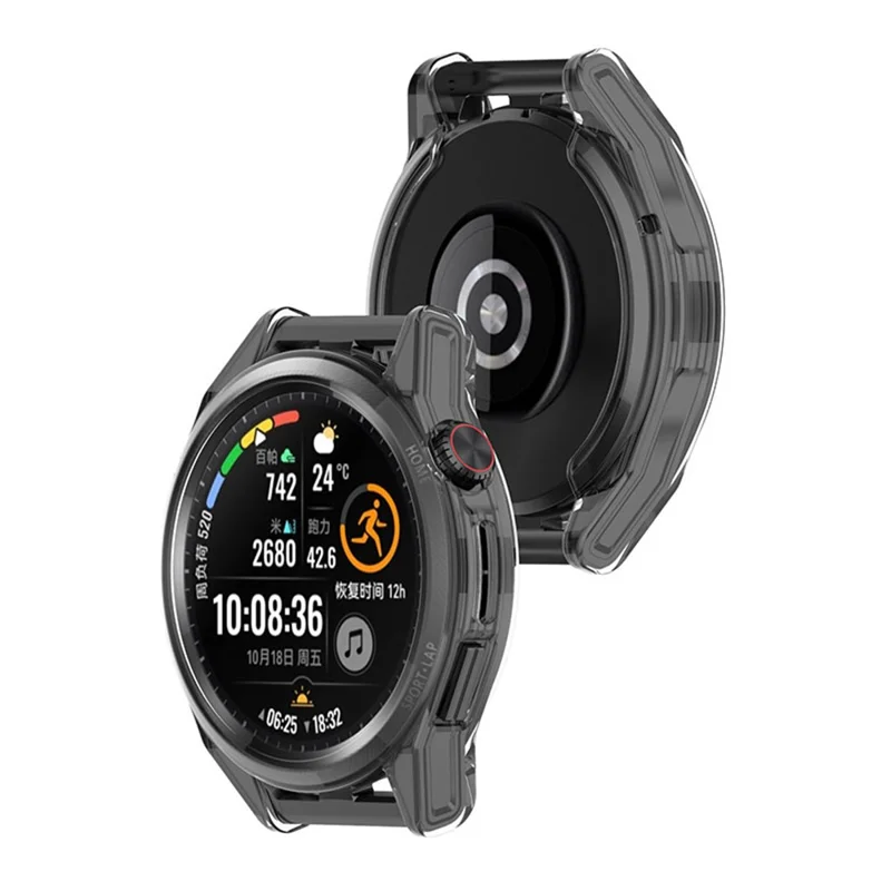 For Huawei Watch GT Runner Transparent TPU Smart Watch Half Cover Protective Case - Transparent