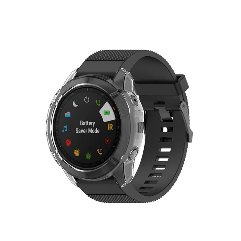 For Garmin Fenix 6X/6X Pro Transparent TPU Anti-aging Anti-drop Smart Watch Protective Frame Case - Transparent