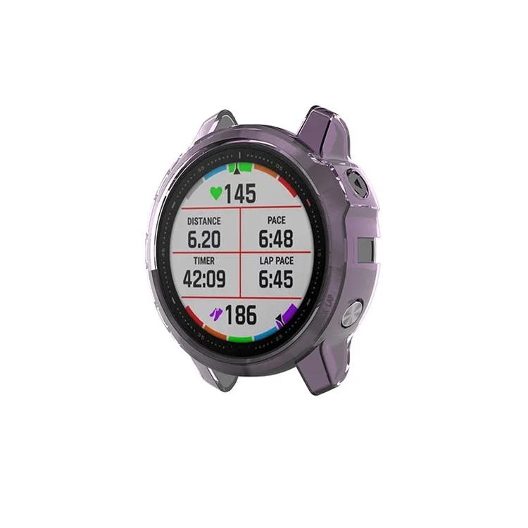 For Garmin Fenix 6S/6S Pro Transparent TPU Anti-aging Smart Watch Frame Protective Case - Purple
