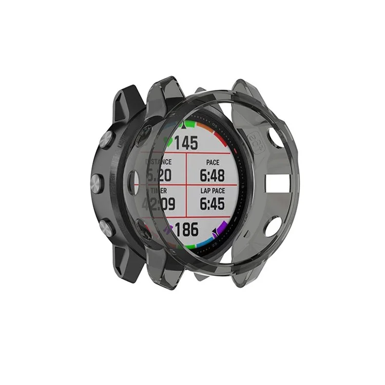 For Garmin Fenix 6S/6S Pro Transparent TPU Anti-aging Smart Watch Frame Protective Case - Black