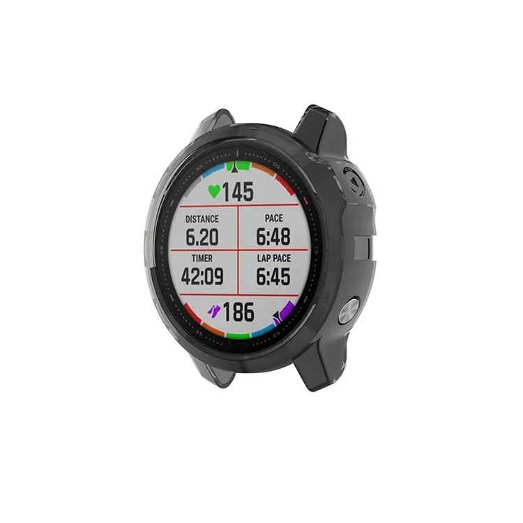 For Garmin Fenix 6S/6S Pro Transparent TPU Anti-aging Smart Watch Frame Protective Case - Black