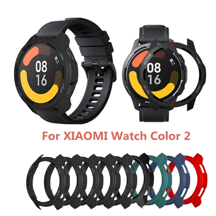 Для Xiaomi Watch Color 2 Hard PC Anti-drop Smart Watch Protective Frame Case - Черно -зеленый