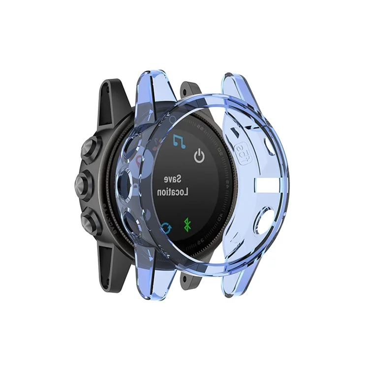 For Garmin Fenix 5S/5S Plus Transparent Watch Case Full Coverage Flexible TPU Protective Cover - Transparent Blue