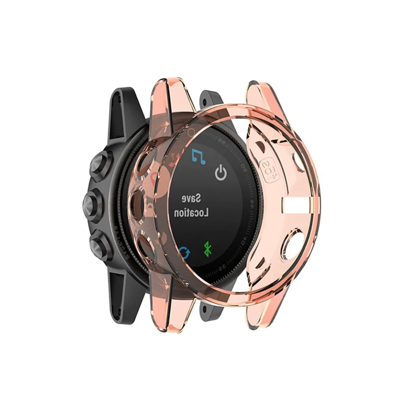 For Garmin Fenix 5S/5S Plus Transparent Watch Case Full Coverage Flexible TPU Protective Cover - Transparent Pink