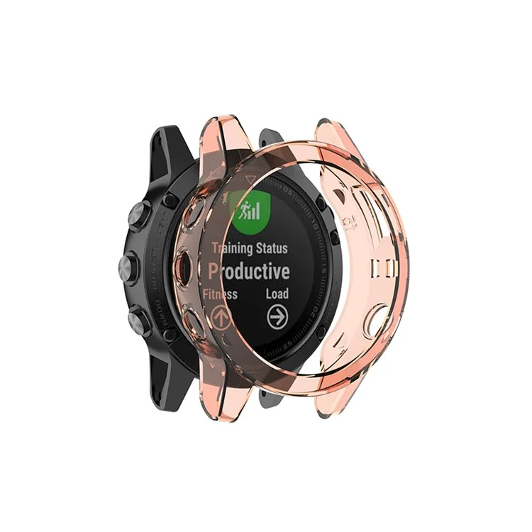 Transparente Uhrengehäuse Für Garmin Fenix ​​5/5 Plus Volle Abdeckung Weiche TPU-Schutzabdeckung - Transparentes Rosa.