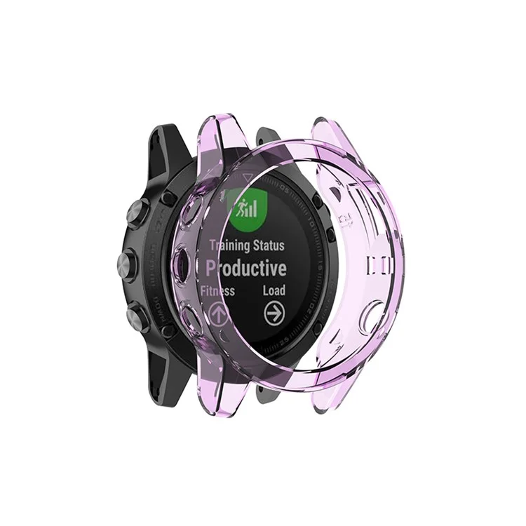 Transparent Watch Case for Garmin Fenix 5/5 Plus Full Coverage Soft TPU Protective Cover - Transparent Purple