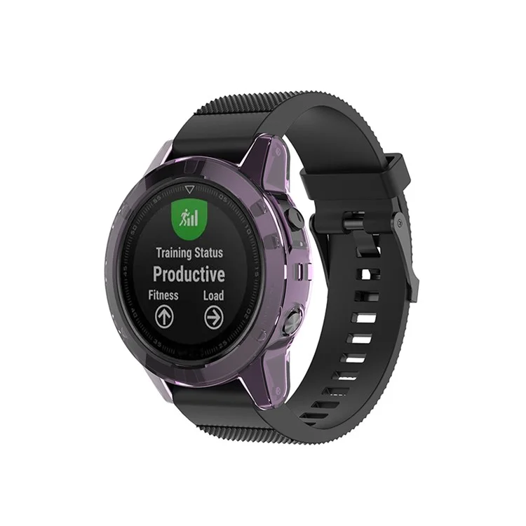 Transparent Watch Case for Garmin Fenix 5/5 Plus Full Coverage Soft TPU Protective Cover - Transparent Purple