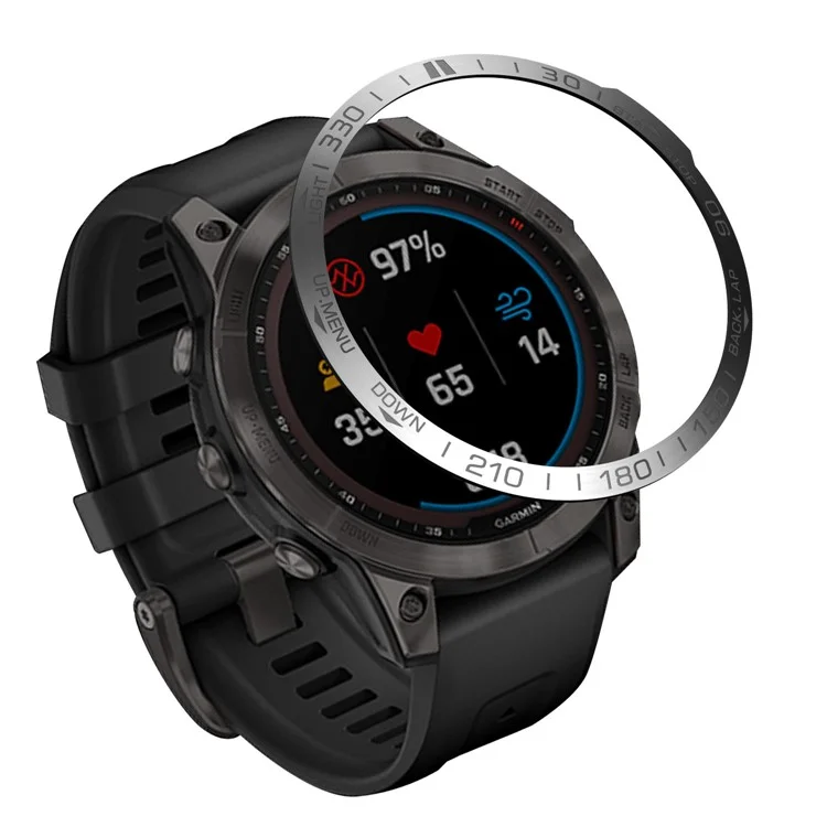 Per Garmin Fenix ​​7 Scale Design In Acciaio Inox Sport SMART SMART SMART GEARGE ARGENTO ARGENTO ANELLO DECOR - Grigio Argento