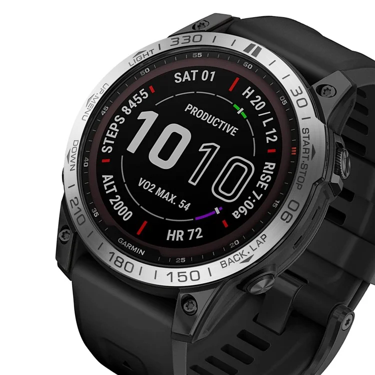 Per Garmin Fenix ​​7 Scale Design In Acciaio Inox Sport SMART SMART SMART GEARGE ARGENTO ARGENTO ANELLO DECOR - Grigio Argento