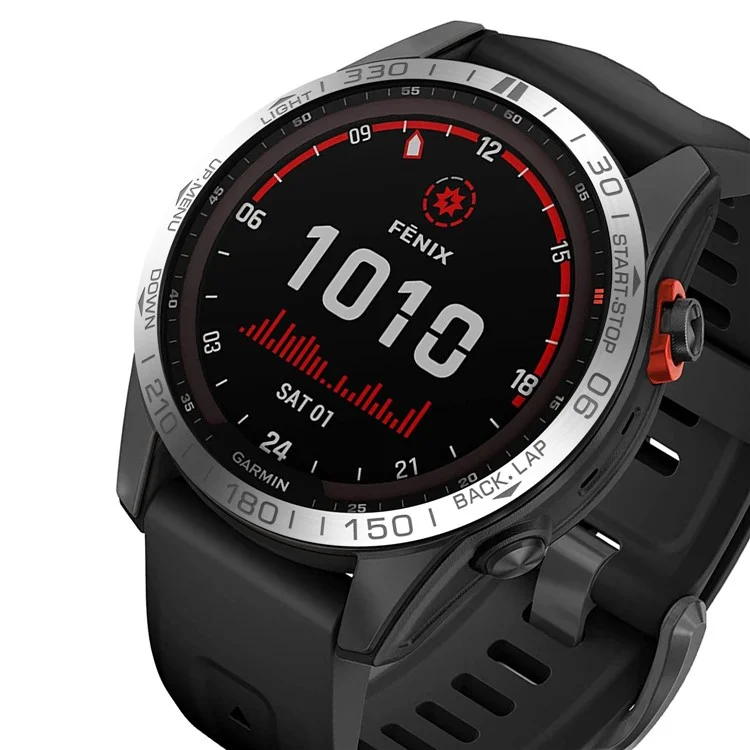 Für Garmin Fenix 7S Skalendesign Edelstahl Smartwatch Schutzhülle Dekorationsring - Silber/Grau