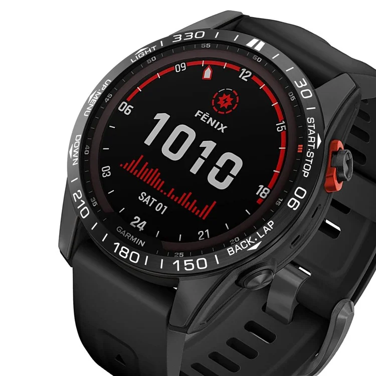 Pour Garmin Fenix 7S Scale Design Stainless Steel Watch Protective Bezel Decor Ring - Noir/Blanc