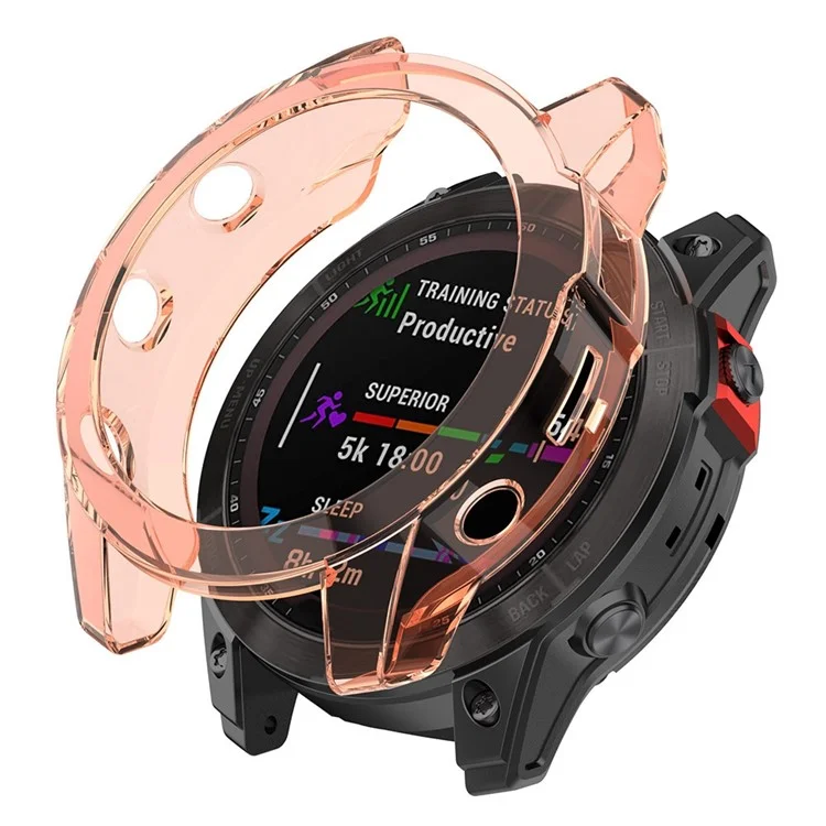 Per Garmin Fenix ​​7/7 Solar / 7 Zapphire Half-pack Solar Half-Pack Custodia Trasparente Con Copertura Trasparente - Pink Trasparente