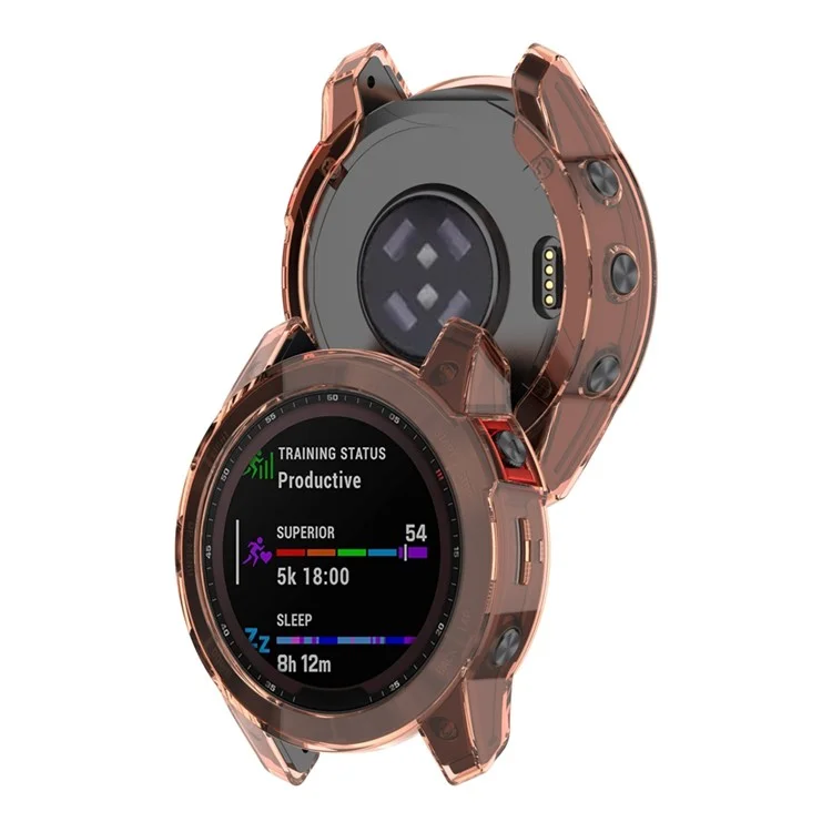 Per Garmin Fenix ​​7/7 Solar / 7 Zapphire Half-pack Solar Half-Pack Custodia Trasparente Con Copertura Trasparente - Pink Trasparente