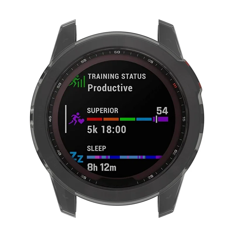 For Garmin Fenix 7/7 Solar/7 Sapphire Solar Half-pack Hollowed Transparent Watch Case Cover  - Transparent Black