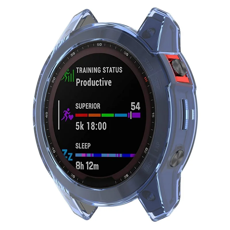 For Garmin Fenix 7/7 Solar/7 Sapphire Solar Half-pack Hollowed Transparent Watch Case Cover  - Transparent Blue