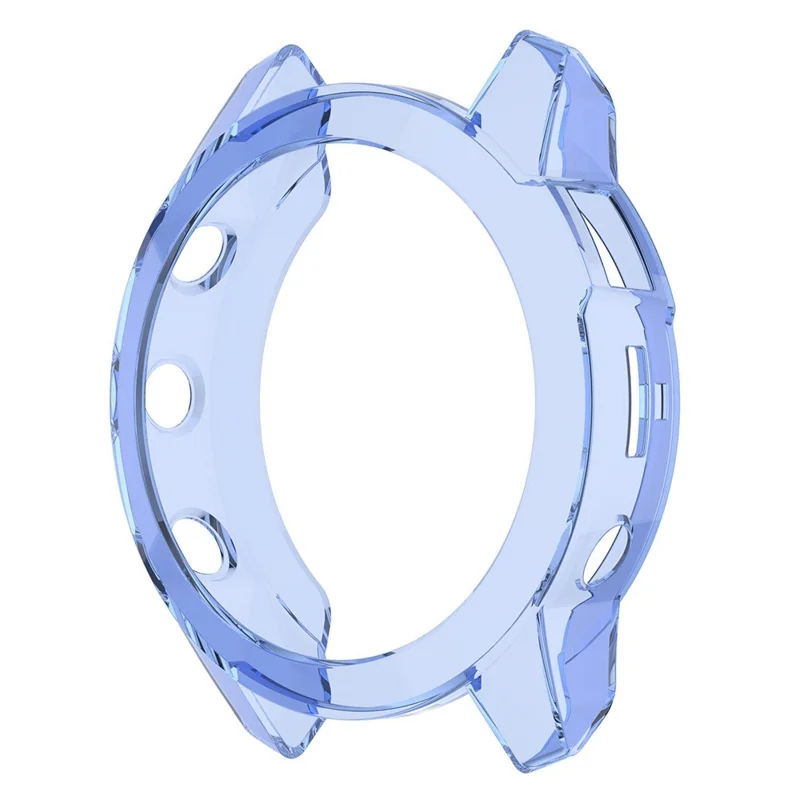 For Garmin Fenix 7/7 Solar/7 Sapphire Solar Half-pack Hollowed Transparent Watch Case Cover  - Transparent Blue