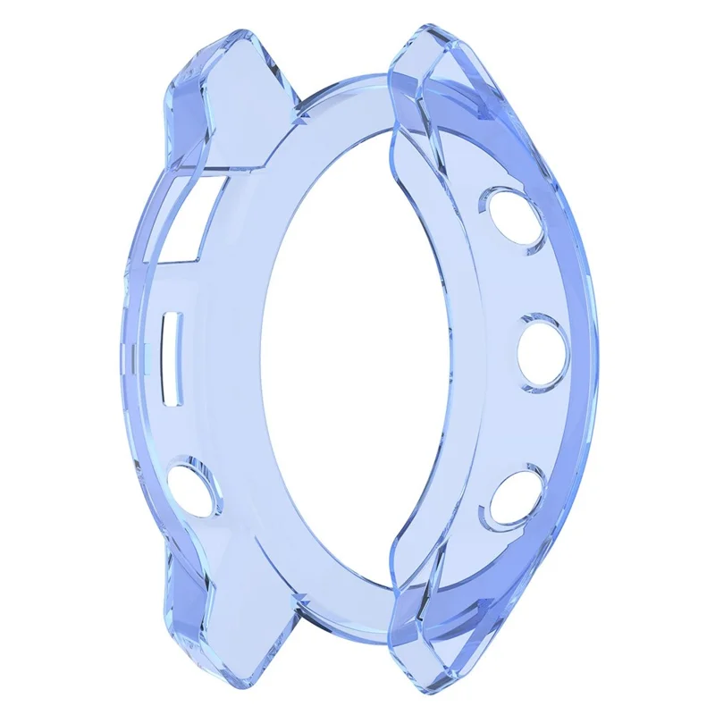 For Garmin Fenix 7/7 Solar/7 Sapphire Solar Half-pack Hollowed Transparent Watch Case Cover  - Transparent Blue