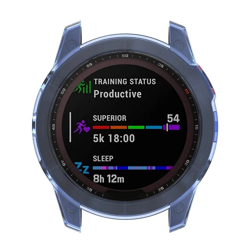 For Garmin Fenix 7/7 Solar/7 Sapphire Solar Half-pack Hollowed Transparent Watch Case Cover  - Transparent Blue