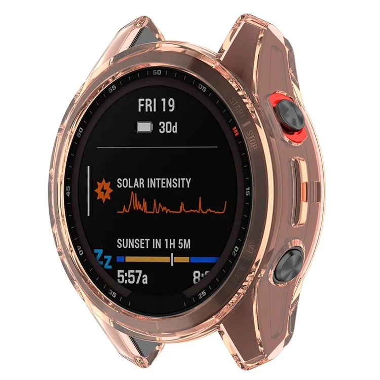 Para Garmin Fenix ​​7s/7s Solar/7s Sapphire Solar Transparent Watch Case Frame Anti-srratch Protetive Cover - Rosa Transparente