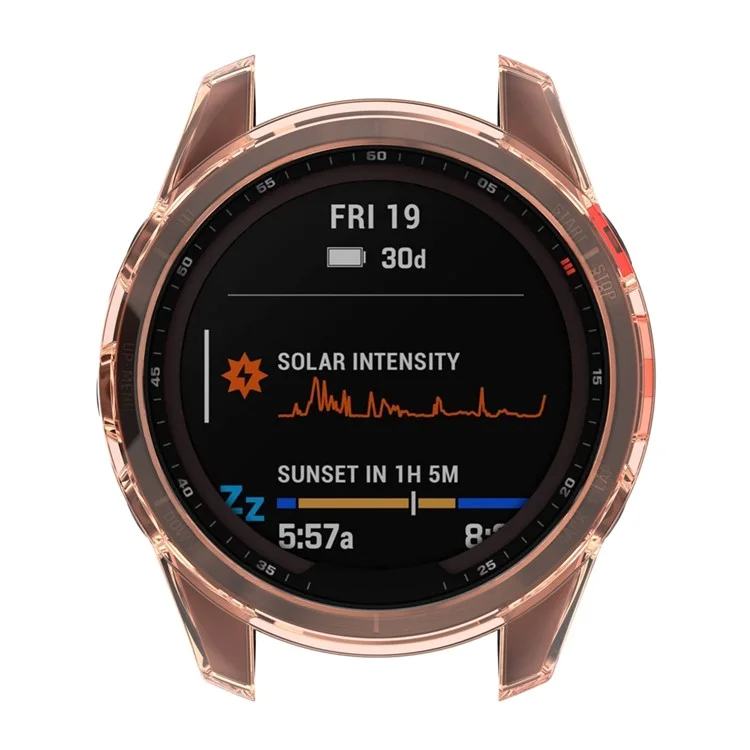 Para Garmin Fenix ​​7s/7s Solar/7s Sapphire Solar Transparent Watch Case Frame Anti-srratch Protetive Cover - Rosa Transparente