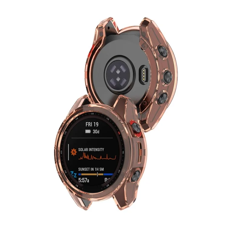 Para Garmin Fenix ​​7s/7s Solar/7s Sapphire Solar Transparent Watch Case Frame Anti-srratch Protetive Cover - Rosa Transparente
