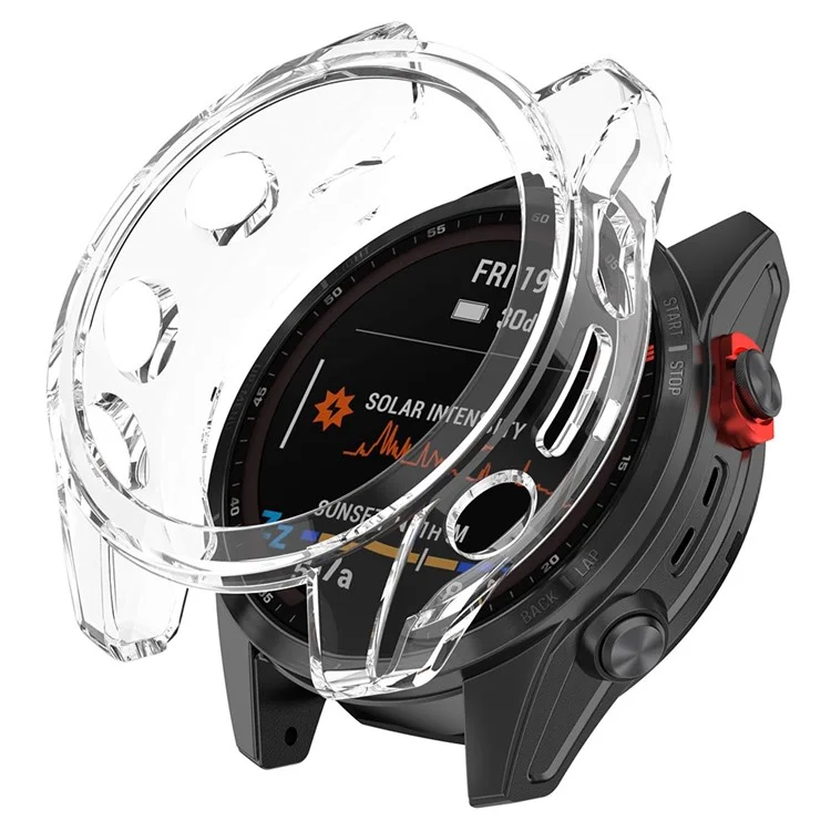 Pour Garmin Fenix 7S/7S Solar/7S Sapphire Solar Transparent Watch Case Frame Anti-scratch Protective Cover - Transparent