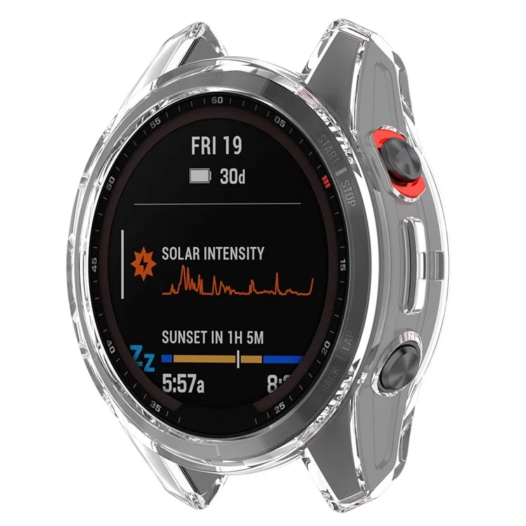 Pour Garmin Fenix 7S/7S Solar/7S Sapphire Solar Transparent Watch Case Frame Anti-scratch Protective Cover - Transparent