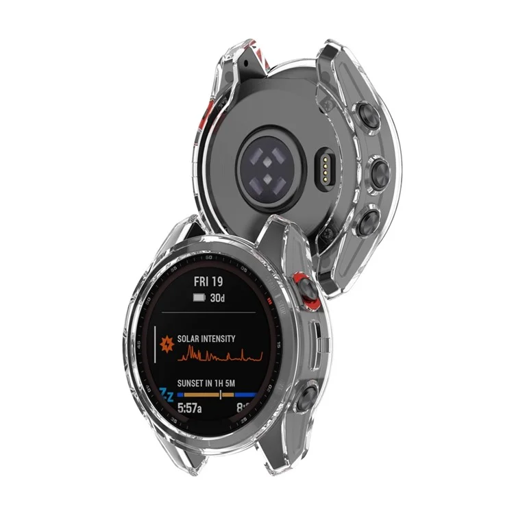 Pour Garmin Fenix 7S/7S Solar/7S Sapphire Solar Transparent Watch Case Frame Anti-scratch Protective Cover - Transparent
