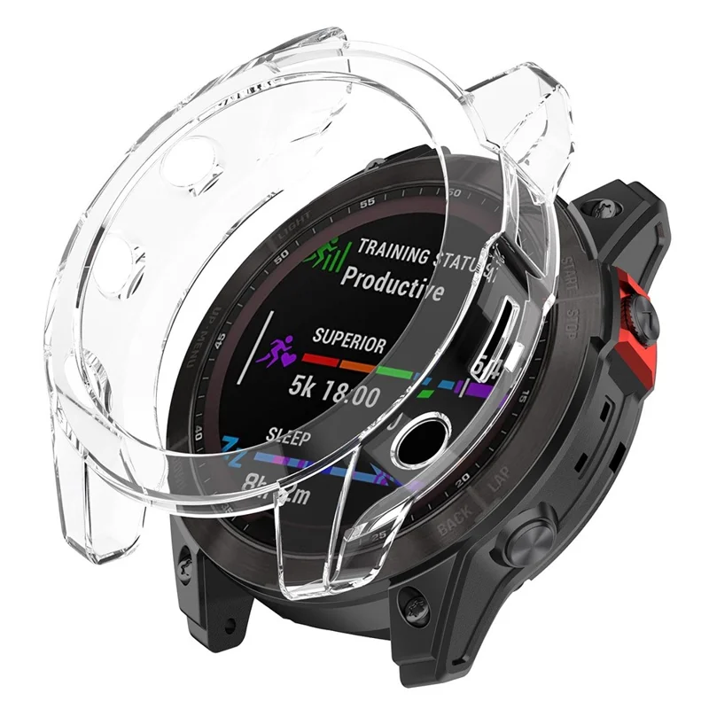 For Garmin Fenix 7X/7X Solar Transparent TPU Watch Case Protective Cover - Transparent
