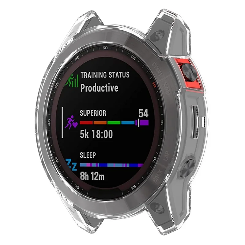 For Garmin Fenix 7X/7X Solar Transparent TPU Watch Case Protective Cover - Transparent