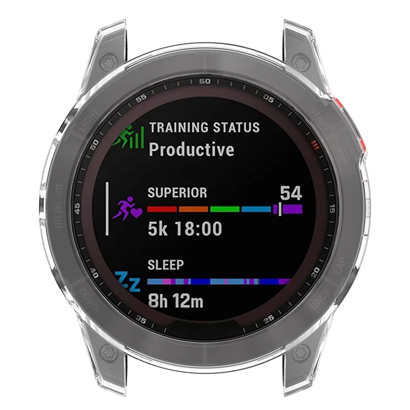 For Garmin Fenix 7X/7X Solar Transparent TPU Watch Case Protective Cover - Transparent