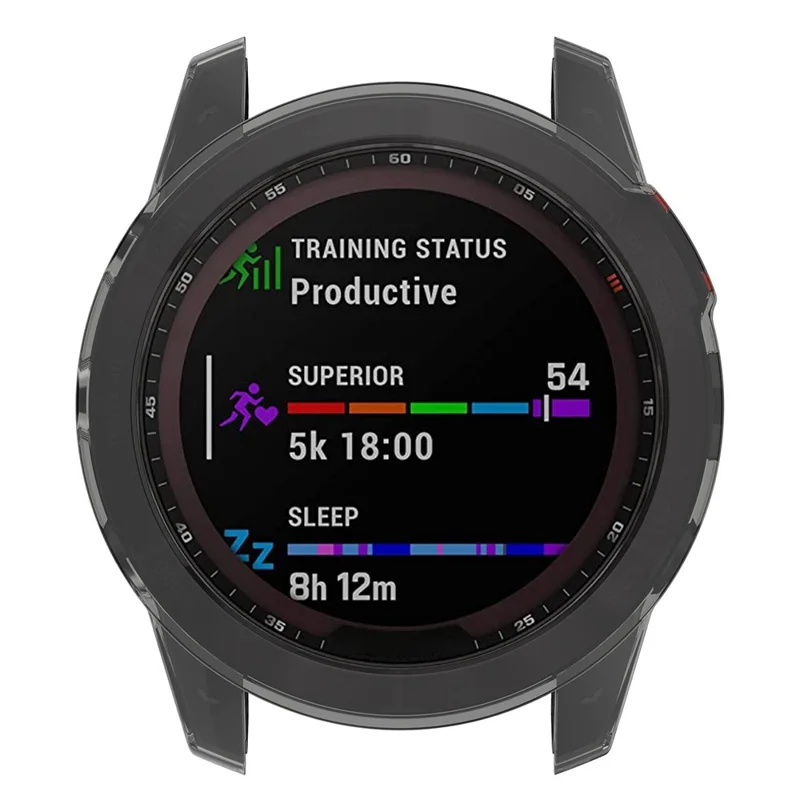 For Garmin Fenix 7X/7X Solar Transparent TPU Watch Case Protective Cover - Transparent Black