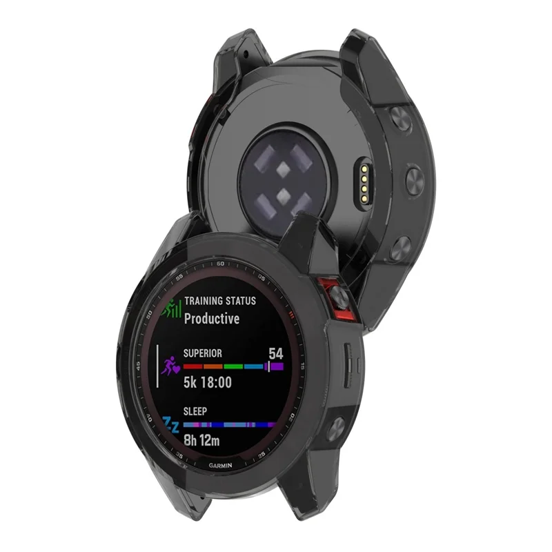 For Garmin Fenix 7X/7X Solar Transparent TPU Watch Case Protective Cover - Transparent Black