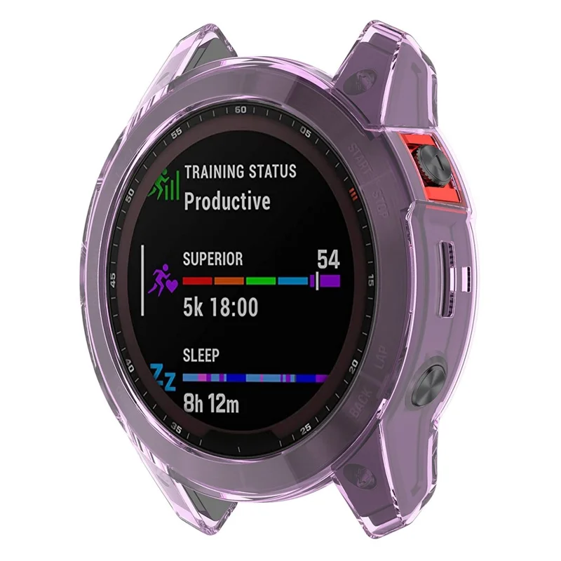 For Garmin Fenix 7X/7X Solar Transparent TPU Watch Case Protective Cover - Transparent Purple