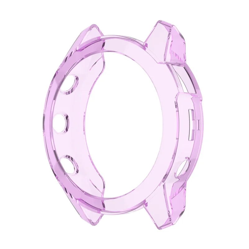 For Garmin Fenix 7X/7X Solar Transparent TPU Watch Case Protective Cover - Transparent Purple
