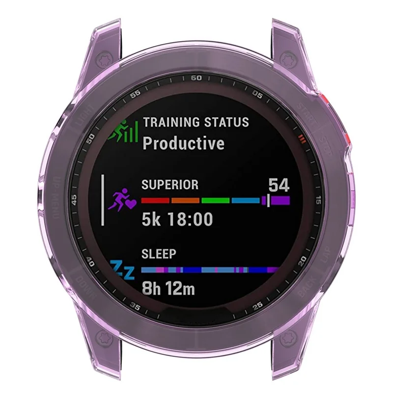 For Garmin Fenix 7X/7X Solar Transparent TPU Watch Case Protective Cover - Transparent Purple