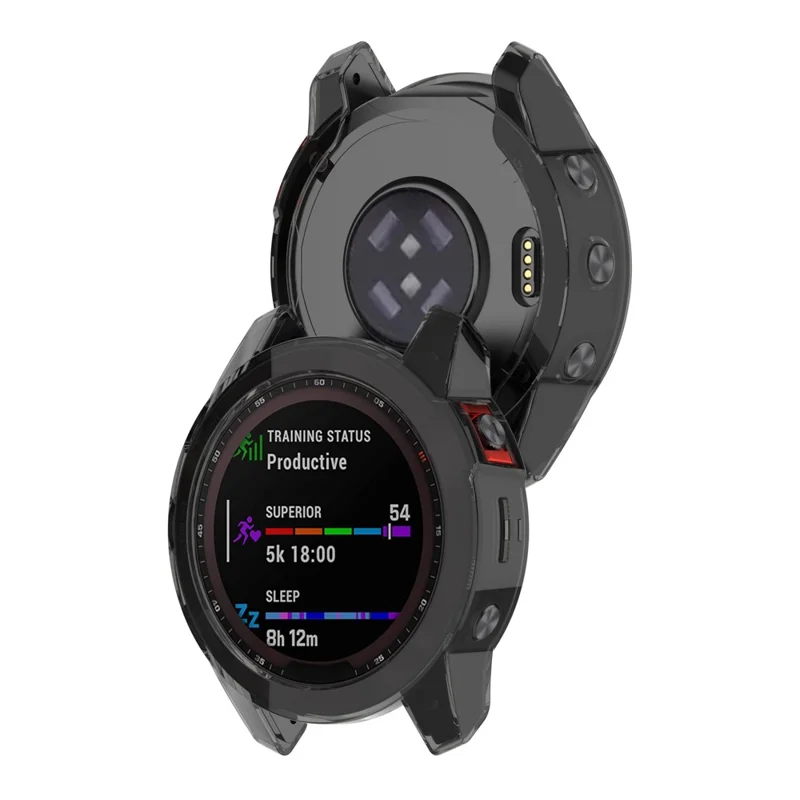 For Garmin Epix Gen2 Anti-fall Anti-scratch Transparent Watch Case Durable TPU Protective Cover - Transparent Black