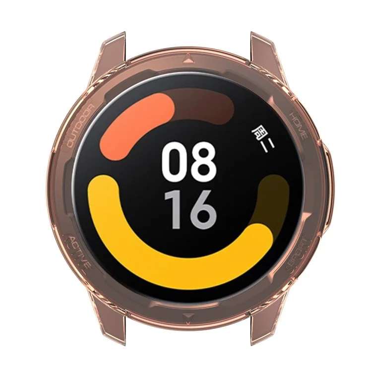 For Xiaomi Watch S1 Active/Watch Color 2 Anti-fall Transparent Watch Case TPU Cover Protector - Transparent Orange