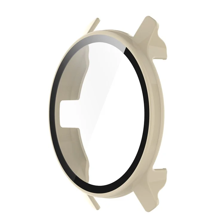 Per Garmin Venu2 Plus Custodia Protettiva in PC Rigido con Protezione Dello Schermo in Vetro Temperato Integrata - Bianco Avorio