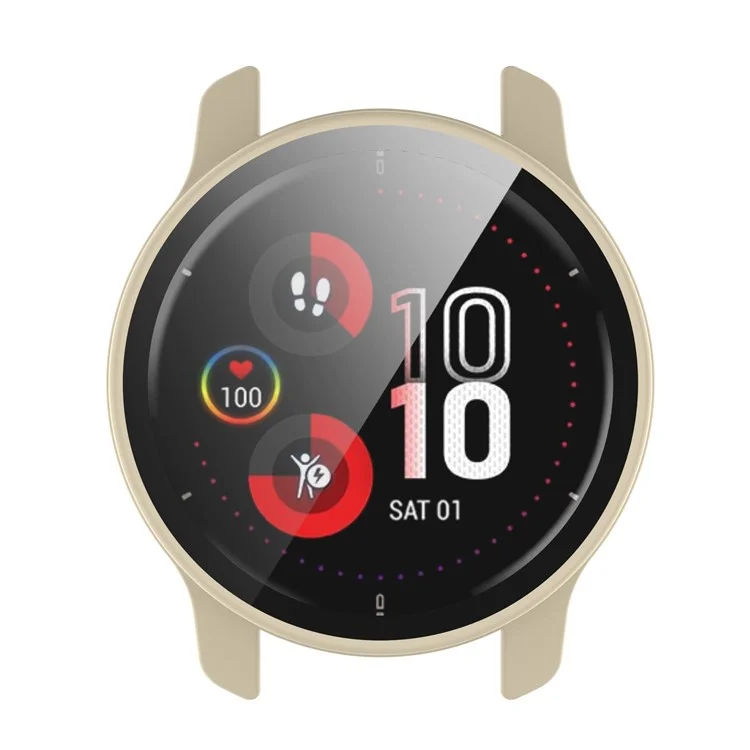 Per Garmin Venu2 Plus Custodia Protettiva in PC Rigido con Protezione Dello Schermo in Vetro Temperato Integrata - Bianco Avorio