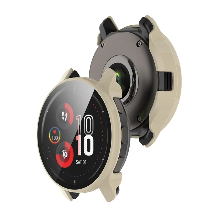 Per Garmin Venu2 Plus Custodia Protettiva in PC Rigido con Protezione Dello Schermo in Vetro Temperato Integrata - Bianco Avorio