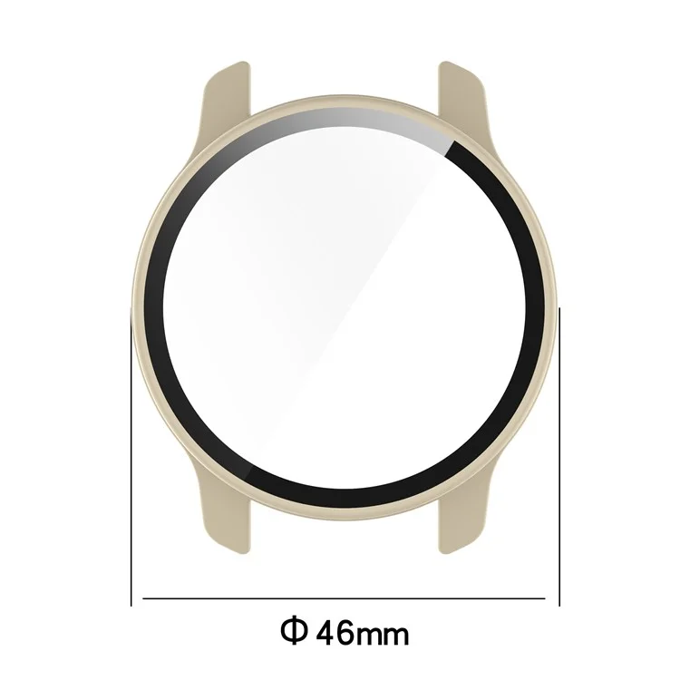 Per Garmin Venu2 Plus Custodia Protettiva in PC Rigido con Protezione Dello Schermo in Vetro Temperato Integrata - Bianco Avorio
