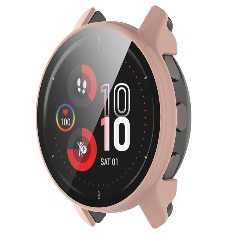 For Garmin Venu2 Plus Durable Hard PC Watch Cover Case with Built-in Tempered Glass Screen Protector - Pink