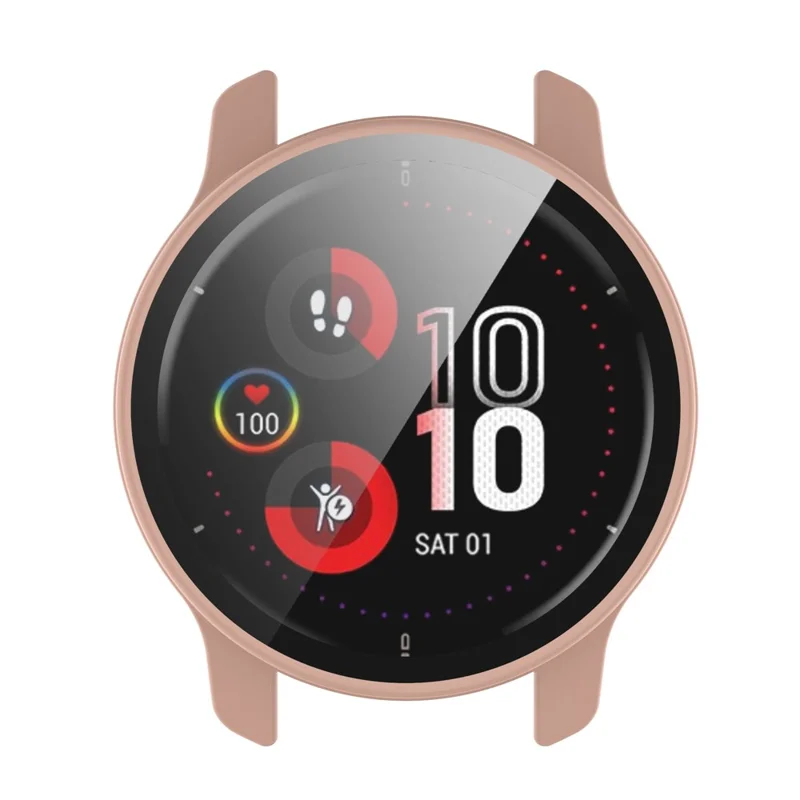 For Garmin Venu2 Plus Durable Hard PC Watch Cover Case with Built-in Tempered Glass Screen Protector - Pink
