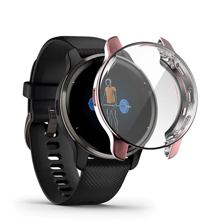 For Garmin Venu 2 Plus Full Coverage 43mm TPU Smart Watch Protective Frame Case - Pink