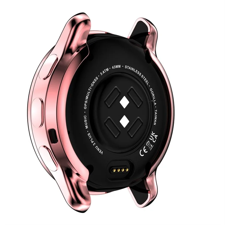 For Garmin Venu 2 Plus Full Coverage 43mm TPU Smart Watch Protective Frame Case - Pink