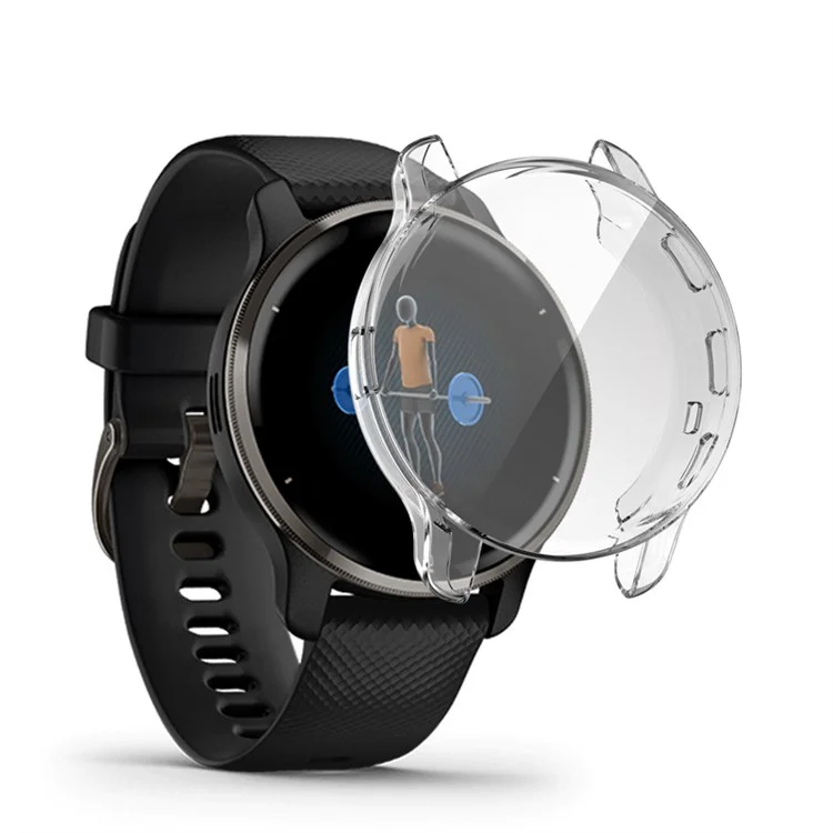 Per Garmin Venu2 Plus Copertura completa da 43 mm Cornice protettiva in TPU per smartwatch antigraffio - Trasparente