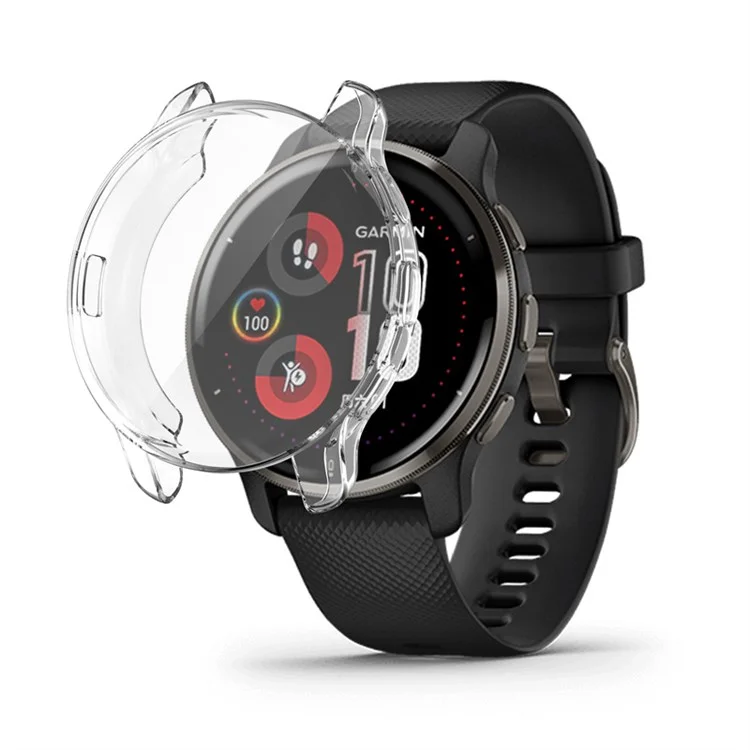 Per Garmin Venu2 Plus Copertura completa da 43 mm Cornice protettiva in TPU per smartwatch antigraffio - Trasparente