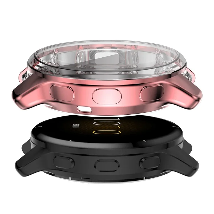 Para Garmin Venu2 Plus Capa Protetora de Moldura Eletrolítica Suave de TPU e Protetor de Tela em Toda a Volta - Rosa